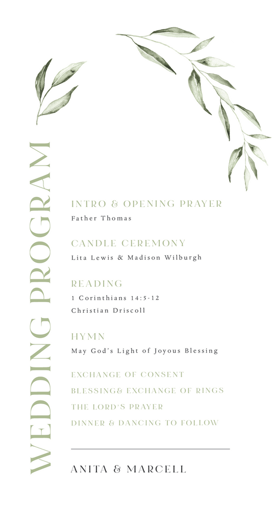 Tropical Botanical Wedding Program by Joy
