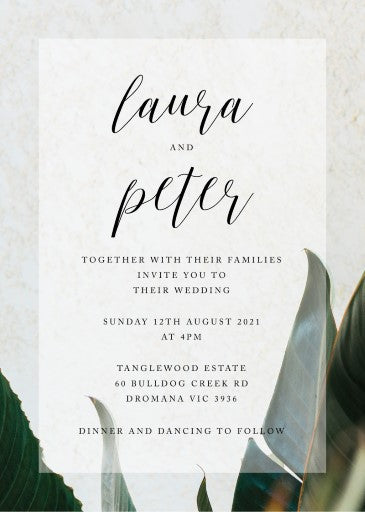 Tropical Leaves Wedding Invitations by Inggrid H.