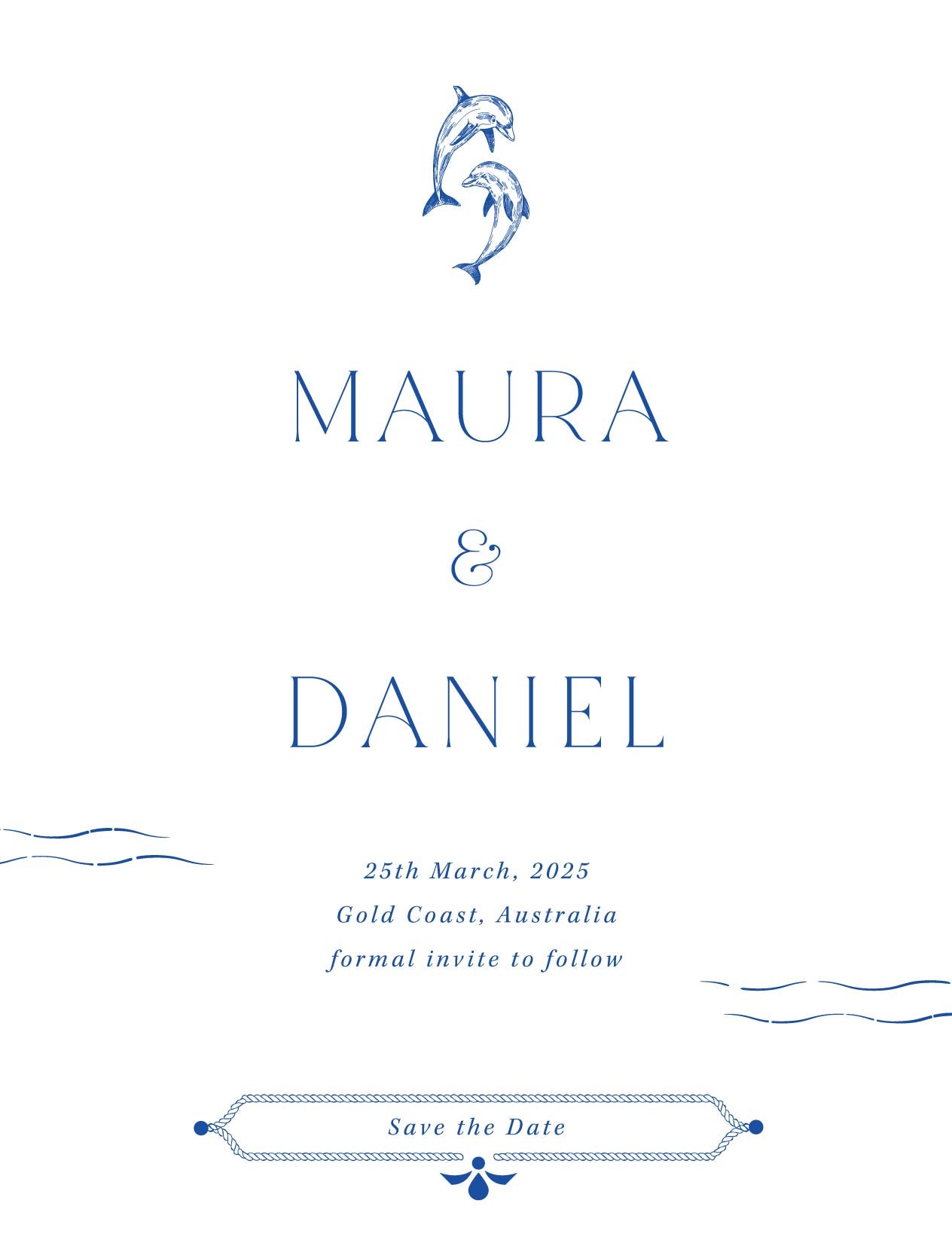 Two Dolphins Save The Date Cards by Putri N.