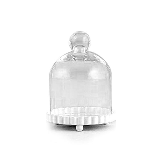 Miniature Glass Bell Jar With White Fluted Base