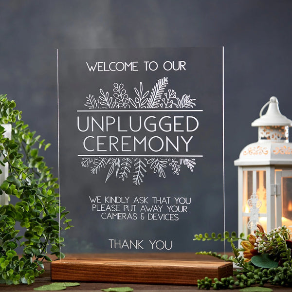 Unplugged Ceremony Acrylic Sign