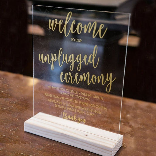 Unplugged Wedding Acrylic Sign