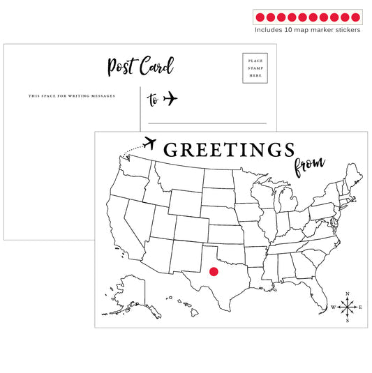 Greetings From... Mark the Map Postcards - Pack of 10