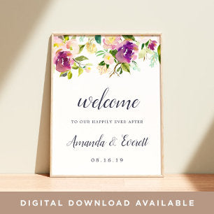 Vibrant Bloom Wedding Welcome Poster