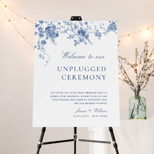 Victorian Blue Floral Unplugged Wedding Ceremony Foam Board
