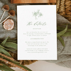Victorian Sage Green Toile Wedding Details Enclosure Card