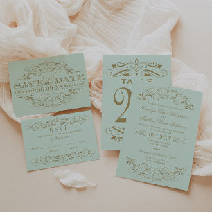 Vintage Mint Antique Flourish Wedding Programs