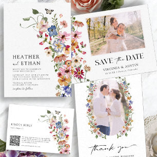 Colorful Wildflower Wedding Invitation