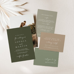 Elegant Modern Script Photo Classic Wedding Invitation