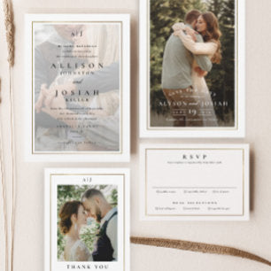 Classic Elegant Gold Photo Wedding Invitation