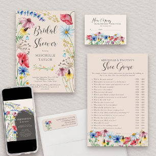 Wildflower Charm Wedding Couples Shower Shoe Game