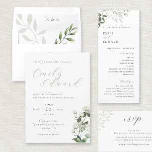 Elegant Sage Greenery Wedding Return Address Envelope