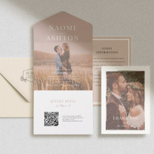 Brushed Overlay Wedding All In One Invitation