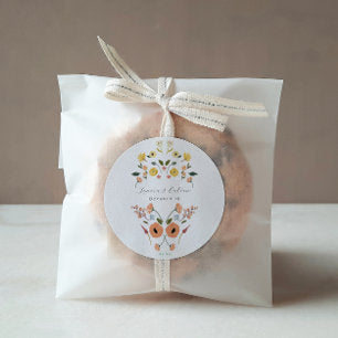 Vintage Bohemian Floral Wedding Classic Round Sticker