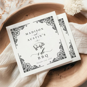 Vintage Rustic Pig I Do BBQ Casual Wedding Napkins