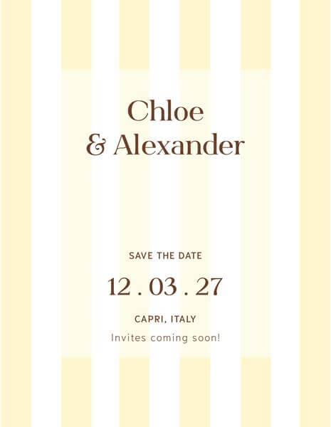 Vintage Stripe Save The Date Cards by Shab M.