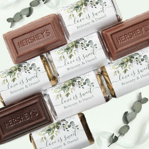 Watercolor Greenery Love Is Sweet Sage Green Hershey's Miniatures