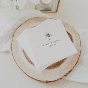 Watercolor Palm Tree Wedding Napkins