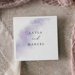 Watercolor Wash Purple Wedding Napkins