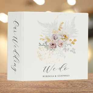 We Do Floral Romantic Watercolor Wedding Planner 3 Ring Binder