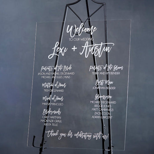 Wedding Party Acrylic Sign