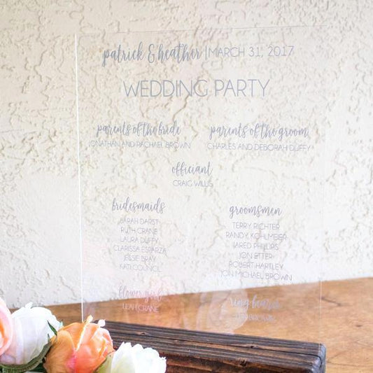 Wedding Program Acrylic Sign