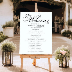 Wedding Ceremony Program Elegant Calligraphy Foam Board