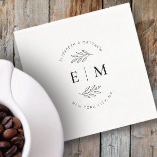 Wedding Elegant Chic Modern Simple Chic Monogram Napkins