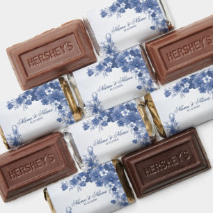 Wedding Party Floral Blue Gray White Rustic Hershey's Miniatures