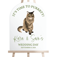 Custom Illustrated Cat Wedding Sign - Portrait