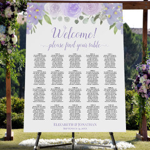 Welcome! Lavender Floral 20 Table Seating Chart Foam Board