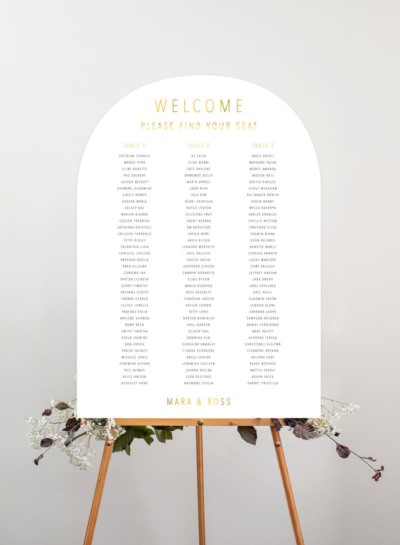 Gold Foil Frame Seating Chart by Joy