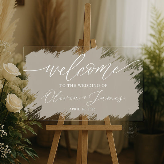 Brushed Acrylic Wedding Welcome Sign