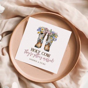 Western and Country Flowers Boots Rustic Wedding Napkins