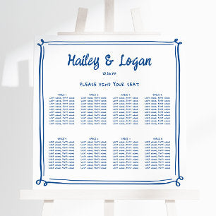 Whimsical Fun Frame Wedding 8 Table Seating Chart Foam Board