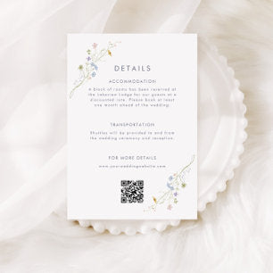 Whimsical Pastel Wildflower Wedding Details Enclosure Card