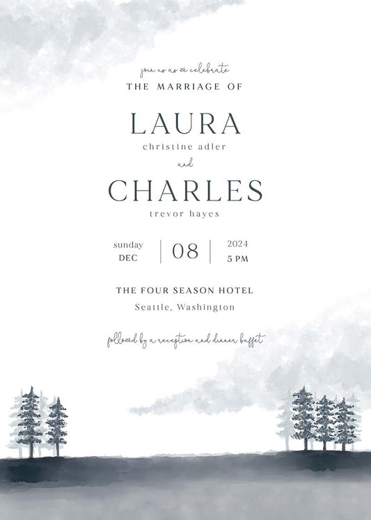 Whimsical Winter Wedding Invitations by Putri N.