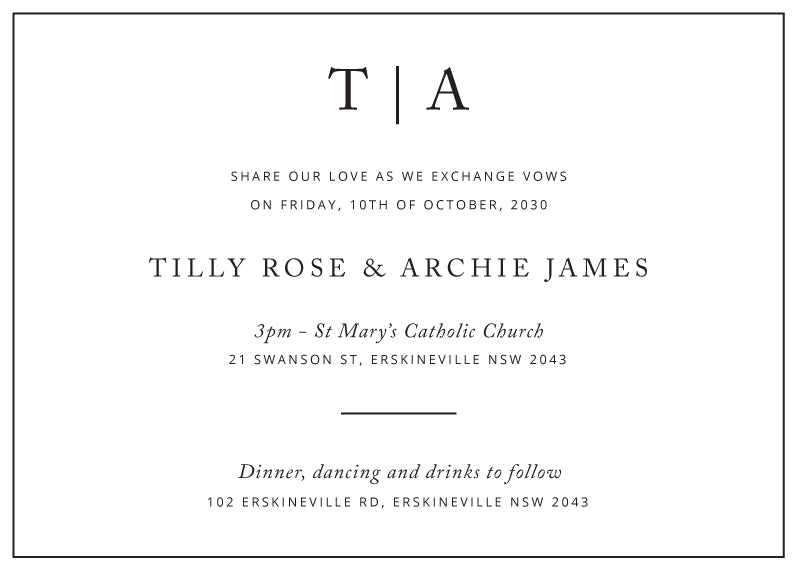 Black And White Wedding Invitations by Amelia S.