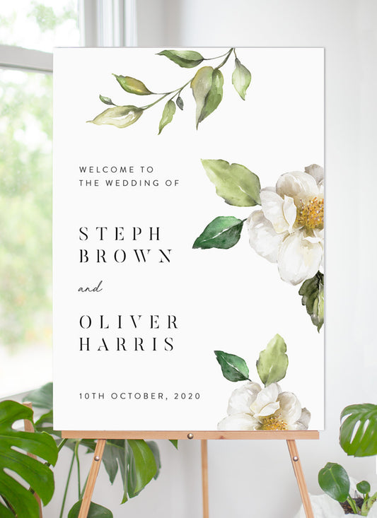 White Garden Wedding Sign by Amelia S.