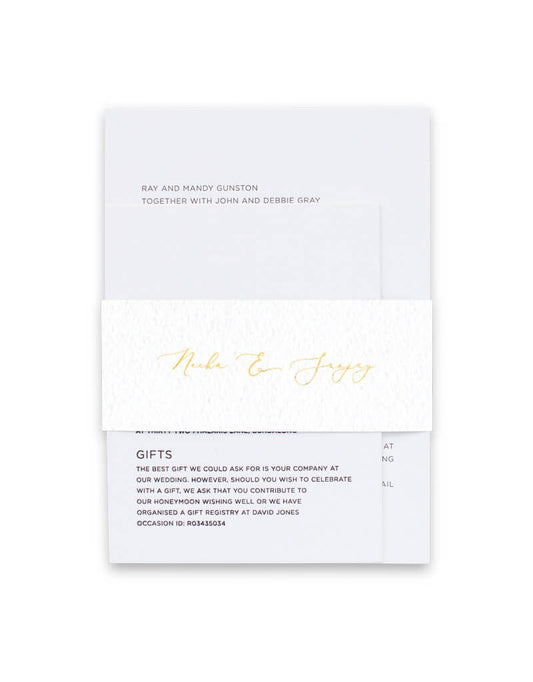 White Vivaha Invitation Belly Band by Yunita Y.