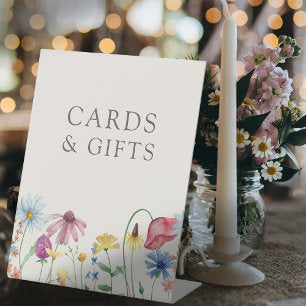 Wildflower Country Floral Wedding Cards & Gifts Pedestal Sign