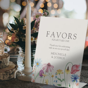 Wildflower Country Floral Wedding Favors Pedestal Sign