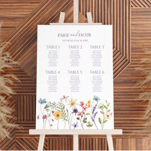 Wildflower Floral Small Wedding Seating Chart Foam Board