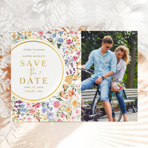 Wildflower Garden Wedding Save the Date Photo Announcement Postcard