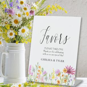 Wildflower Meadow Wedding Favors Pedestal Sign