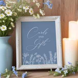 Wildflower Wedding Periwinkle Blue Card Gift Sign
