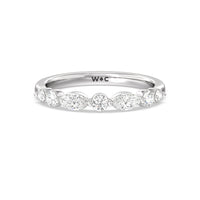 Glamorous Fancy Side Stones Catherdral Diamond Wedding Band