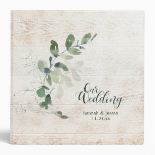Wood Greenery Script Wedding Planner Photos 3 Ring Binder