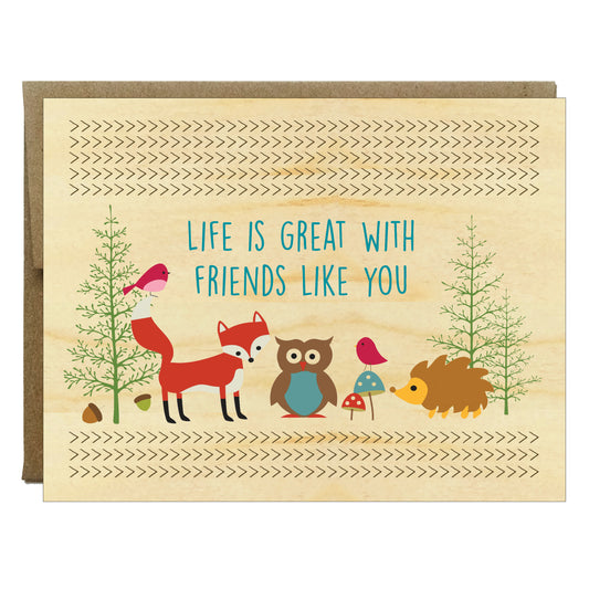 Friendship Wood Veneer Greeting Card