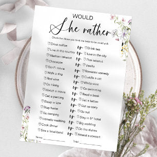 Would She Rather Bridal Shower Game Invitation
